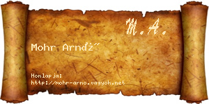 Mohr Arnó névjegykártya